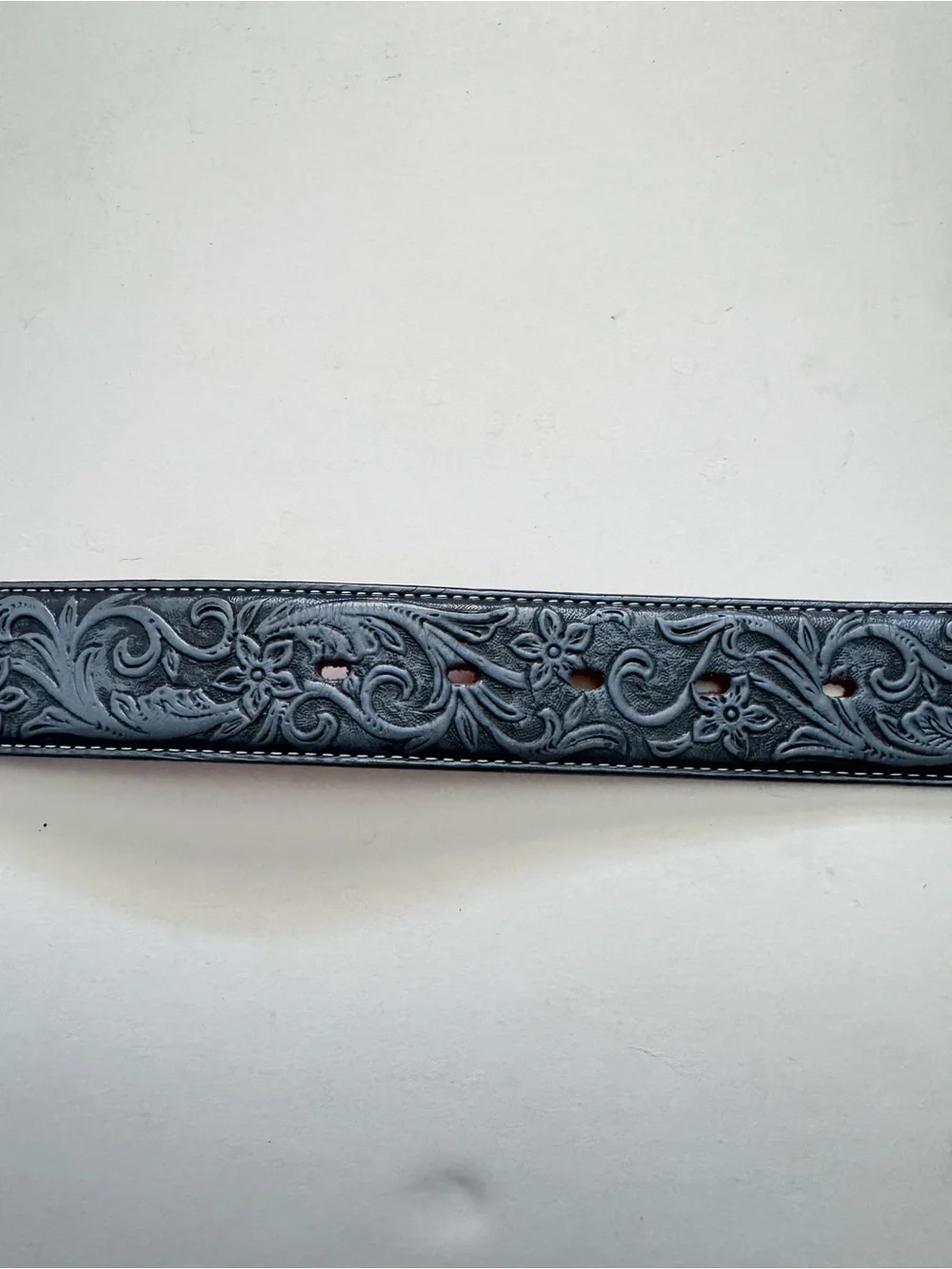 Justin Blue Tooled Floral Leather Belt size 34